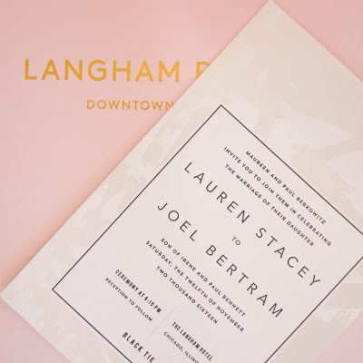 wedding invitation at the langham hotel chicago letterpress bella figura